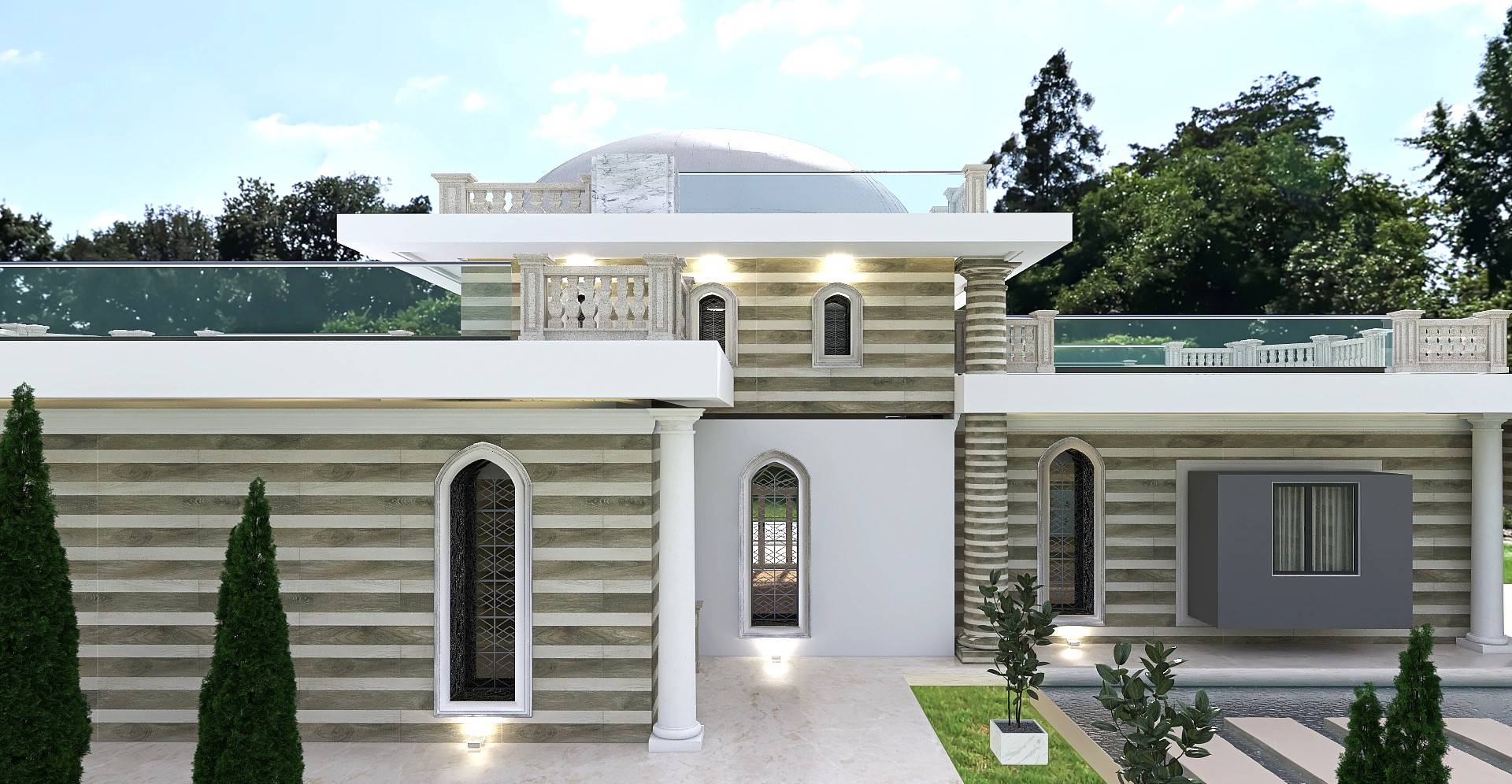 Immagine facciate edificio: esempio concept di lighting design
