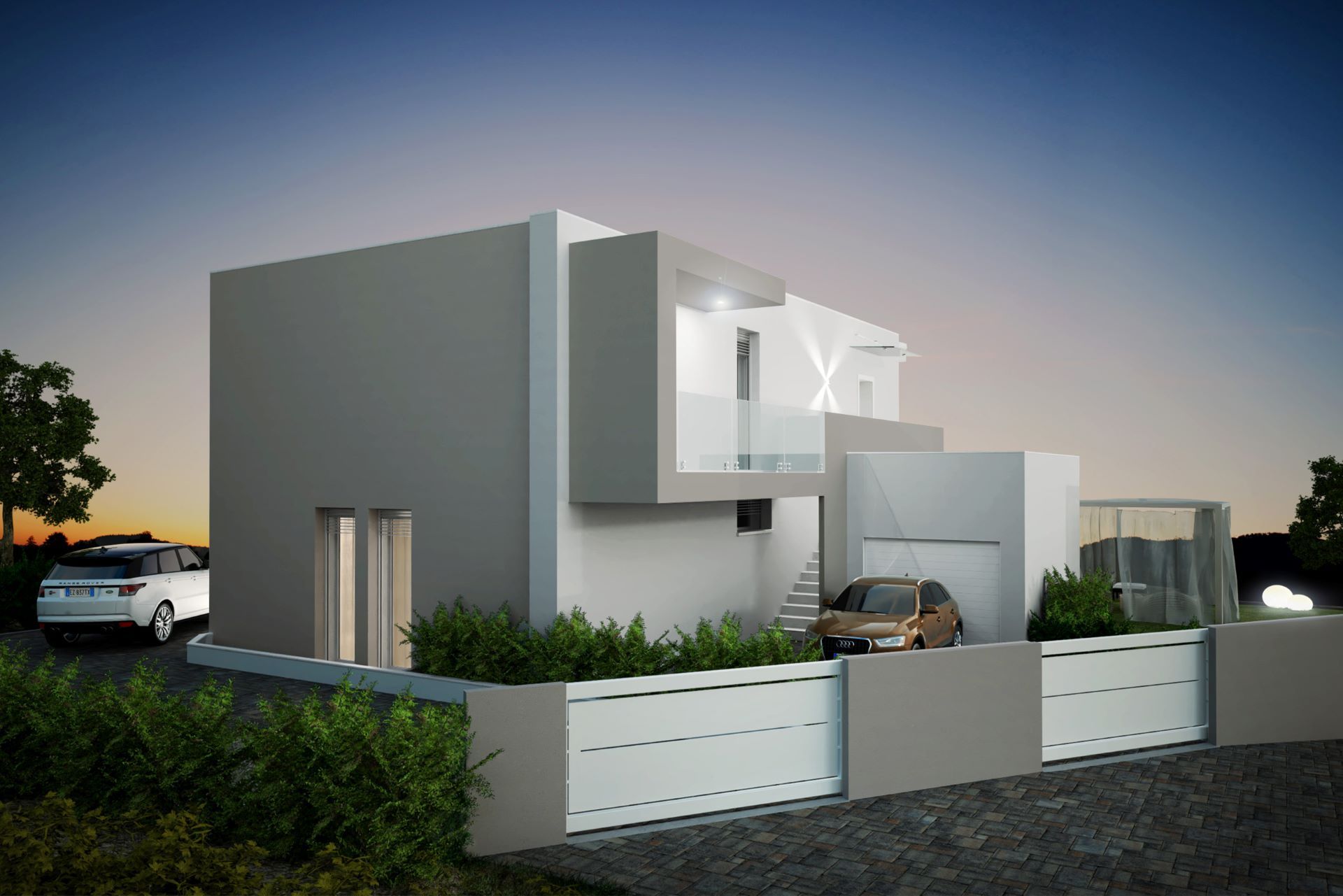 Lottizzazione residenziale di villette moderne a Polverigi: render 3d