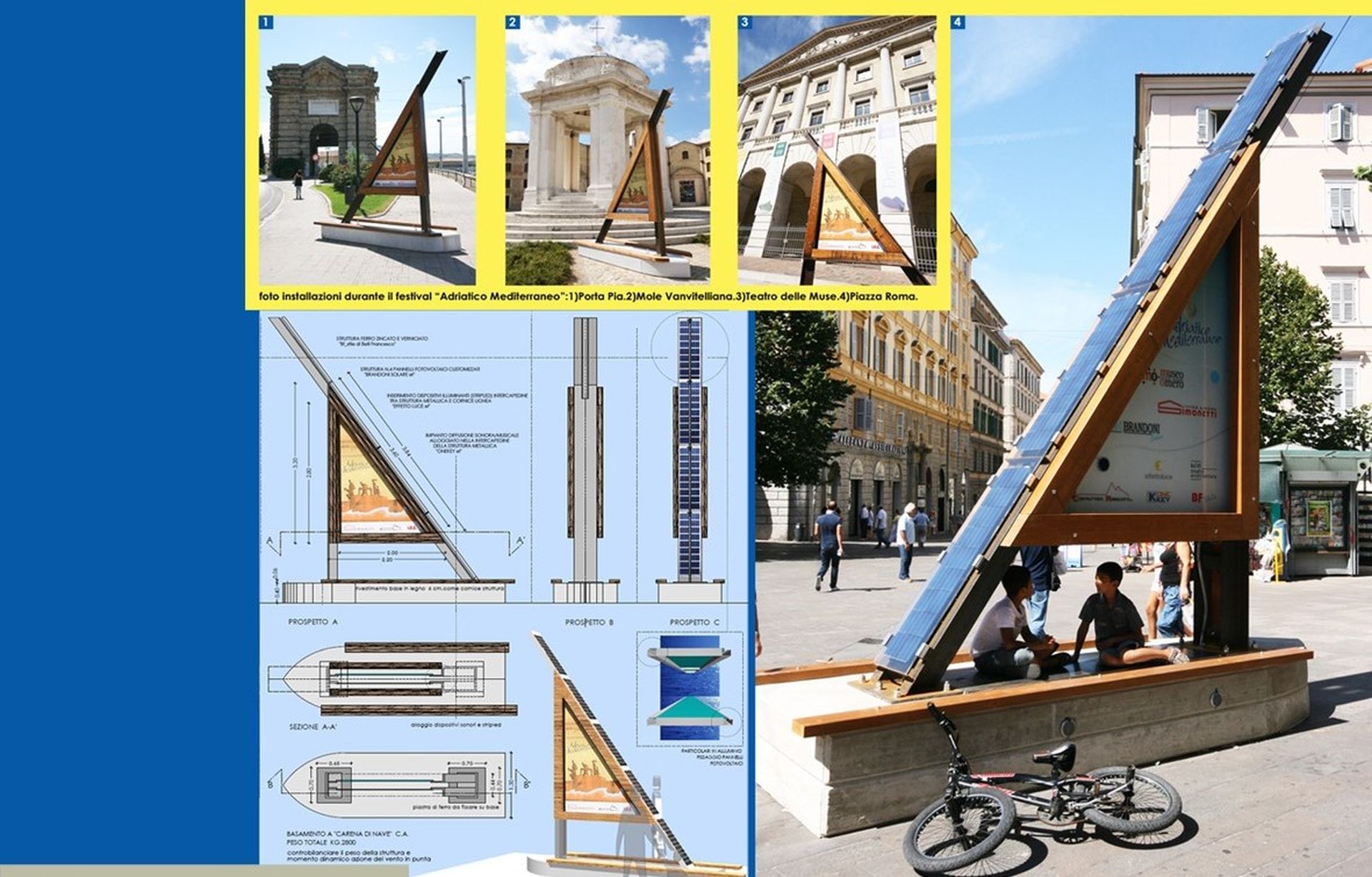 Allestimento urbano : vele fotovoltaiche per la manifestazione Adriatico Mediterraneo