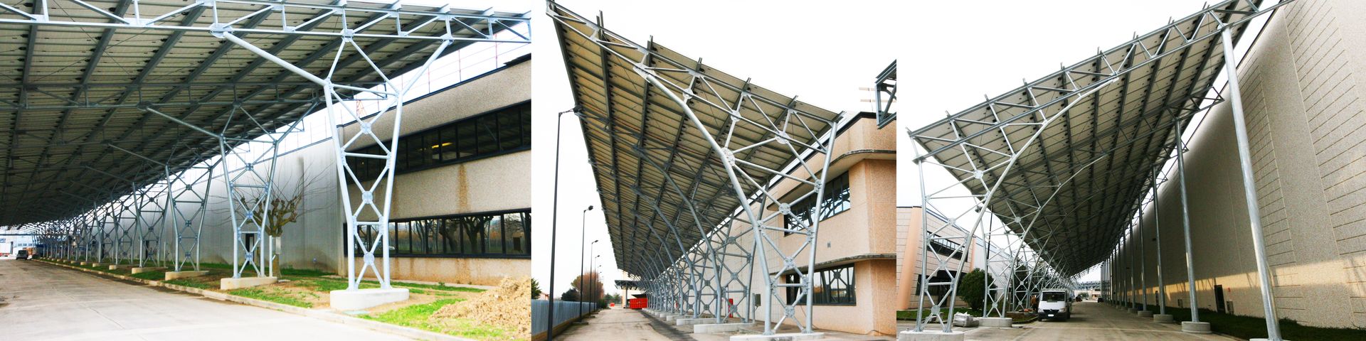 Architettura industriale: foto di tettoie nella zona produttiva di Ancona
