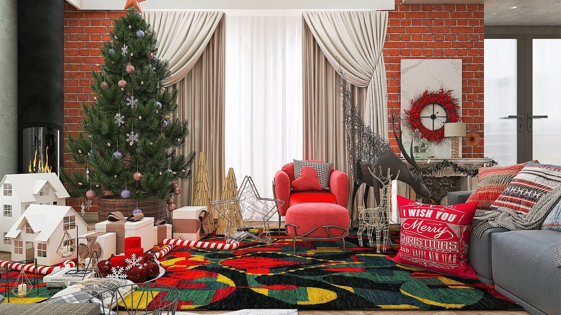 Decorazione casa natale rosso: design interni