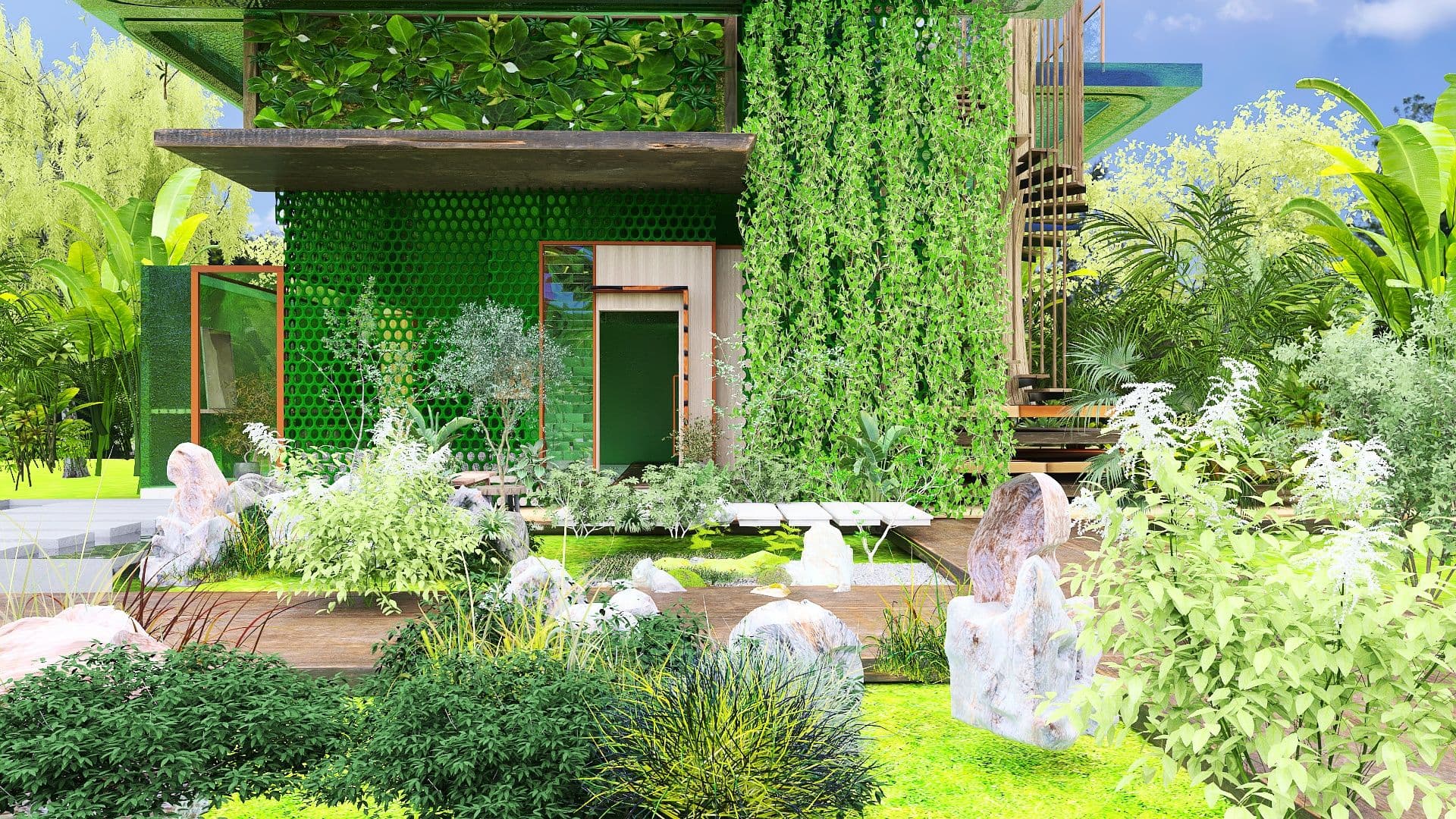 Padiglione verde con orti urbani verticali : concept