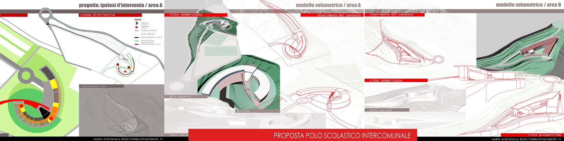 Polo scolastico intercomunale: immagine volumetrica 3d idea proposta